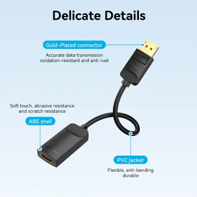 VENTION DP to HDMI 4K@60Hz Converter 0.15M BlackModel # HBZBB