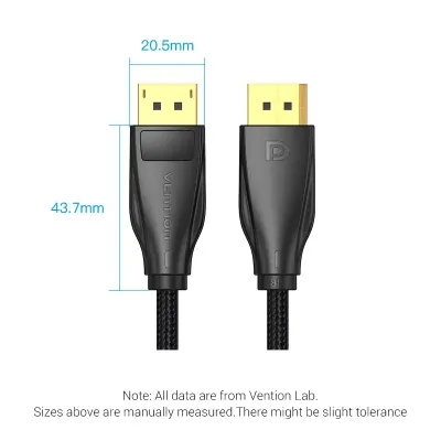 VENTION Cotton Braided DP Male to Male Cable 2M BlackModel # HCCBH