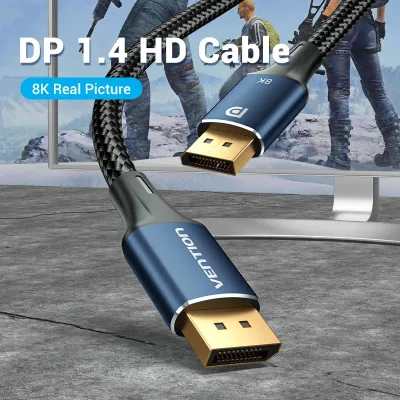 VENTION Cotton Braided DP Male to Male HD Cable 8K 1M Blue Aluminum Alloy TypeModel # HCELF