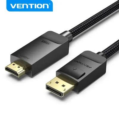 VENTION Cotton Braided 4K DP Male to HDMI-A Male HD Cable 1M BlackModel # HFKBF