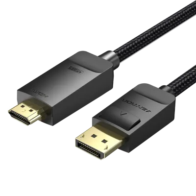 VENTION Cotton Braided 4K DP Male to HDMI-A Male HD Cable 1M BlackModel # HFKBF