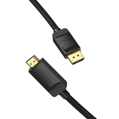 VENTION Cotton Braided 4K DP Male to HDMI-A Male HD Cable 1M BlackModel # HFKBF