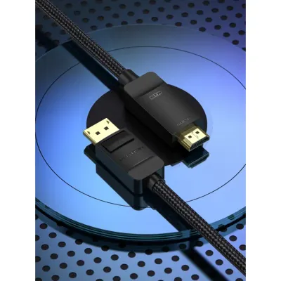 VENTION Cotton Braided 4K DP Male to HDMI-A Male HD Cable 1M BlackModel # HFKBF