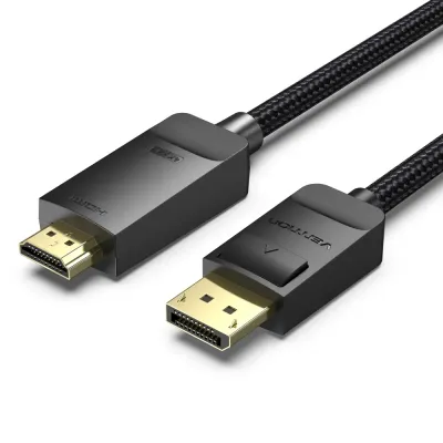 VENTION Cotton Braided 4K DP Male to HDMI-A Male HD Cable 1M BlackModel # HFKBF