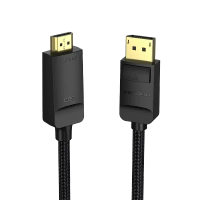 VENTION Cotton Braided 4K DP Male to HDMI-A Male HD Cable 1M BlackModel # HFKBF