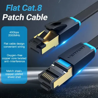 VENTION Flat Cat.8 Patch Cable 0.5M BlackModel # IKCBD