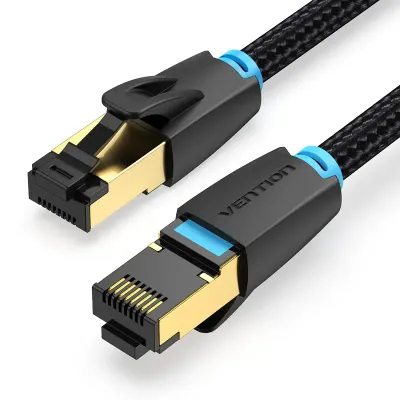 VENTION Cotton Braided Cat.8 SFTP Patch Cable 0.5M BlackModel # IKGBD