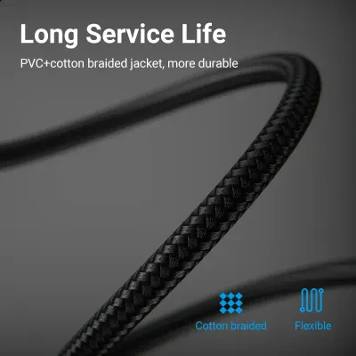 VENTION Cotton Braided Cat.8 SFTP Patch Cable 0.5M BlackModel # IKGBD