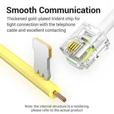 VENTION Flat 6P4C Telephone Patch Cable 2M WhiteModel # IQBWH