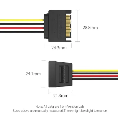 VENTION SATA 15P Power Extension Cable 0.3M BlackModel # KDABY