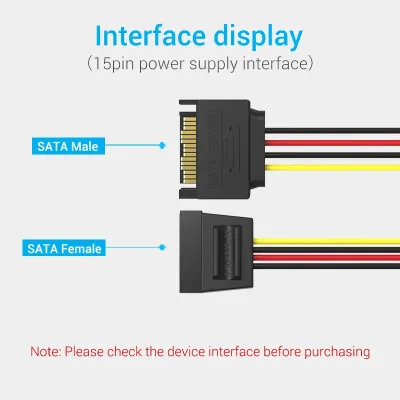 VENTION SATA 15P Power Extension Cable 0.3M BlackModel # KDABY