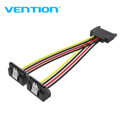 VENTION SATA 15P Male to 90° 2*15P Female Power Splitter Cable 0.15M BlackModel # KDBBB