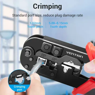 VENTION Multi-Fuction LAN Cable Crimping Tool Ratchetless Type BlackModel # KEDB0