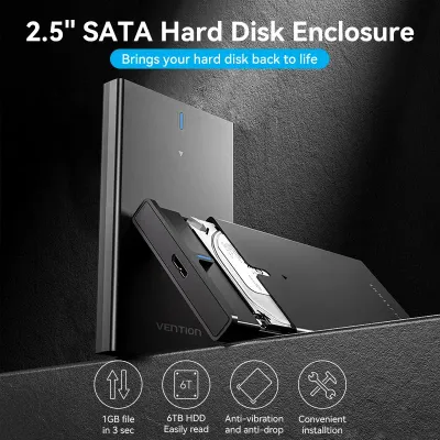 VENTION 2.5 Inch SATA Hard Drive Enclosure (USB 3.0 Micro-B) BlackModel # KPAB0