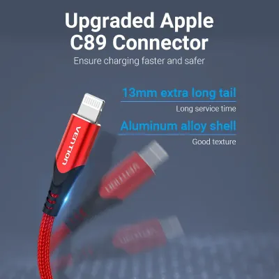 VENTION USB 2.0 A to Lightning Cable 2M Red Aluminum Alloy TypeModel # LABRH