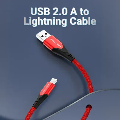 VENTION USB 2.0 A to Lightning Cable 2M Red Aluminum Alloy TypeModel # LABRH