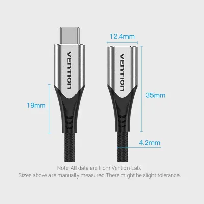 VENTION Cotton Braided USB-C 3.1 Extension Cable  0.5M GrayModel # TABHD