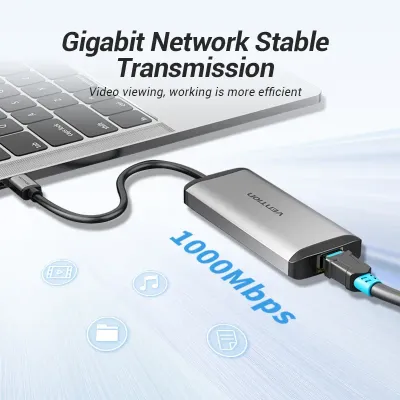 VENTION Type-C to USB3.0*3/Gigabit Ethernet/PD Docking StationModel # TGDHB