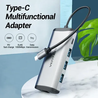 VENTION Type-C to USB3.0*3/Gigabit Ethernet/PD Docking StationModel # TGDHB