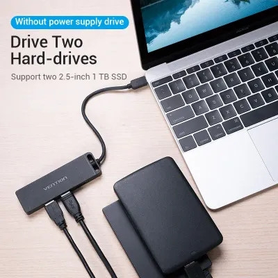 VENTION Type-C to 4-Port USB 3.0 Hub with Power Supply Black 0.15M ABS TypeModel # TGKBB