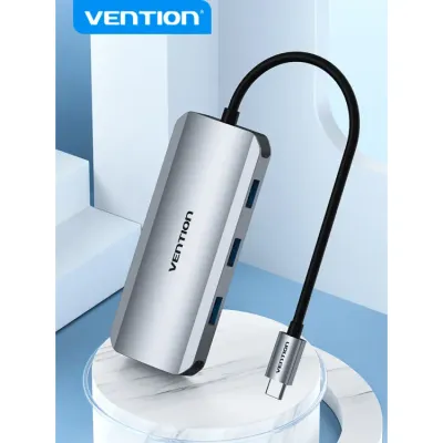 VENTION USB-C to HDMI/USB 3.0x3/SD/TF/PD Docking Station Gray 0.15M Aluminum Alloy TypeModel # TOJHB