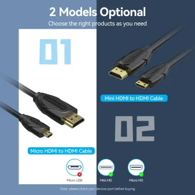 VENTION Micro HDMI Cable 1.5M BlackModel # VAA-D03-B150