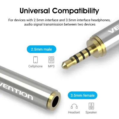 VENTION 3.5mm Female to 2.5mm Male Adapter GoldModel # VAB-S02