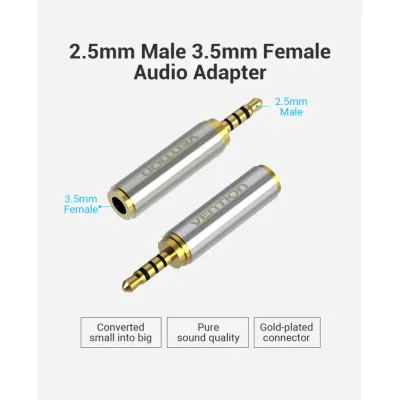 3.5mm Female to 2.5mm Male Adapter Gold Pack of 2