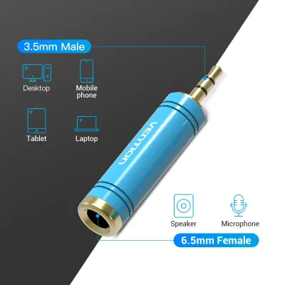 VENTION 6.5mm Female to 3.5mm Male Adapter BlueModel # VAB-S04-L