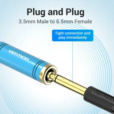 VENTION 6.5mm Female to 3.5mm Male Adapter BlueModel # VAB-S04-L