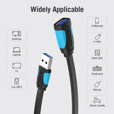 VENTION Flat USB3.0 Extension Cable 0.5M BlackModel # VAS-A13-B050