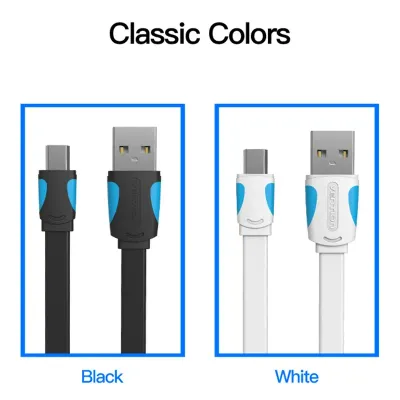 VENTION Flat USB2.0 A Male to Mini 5 Pin Male Cable 0.25M BlackModel # VAS-A14-B025