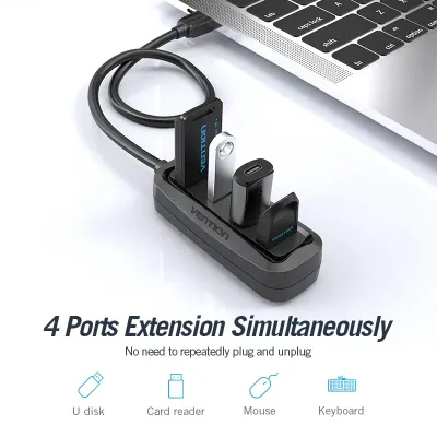 VENTION 4 Ports USB2.0 HUB 0.15M BlackModel # VAS-J43-B015