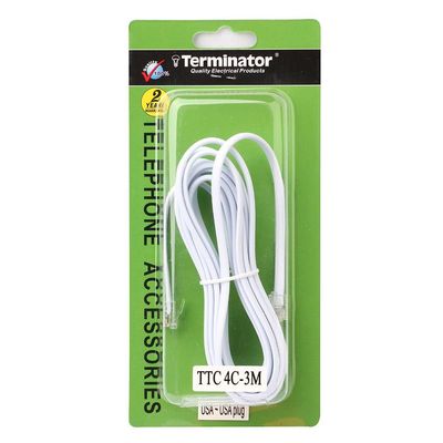 Terminator Telephone Extension Cord 4C 3M USA /USA Type