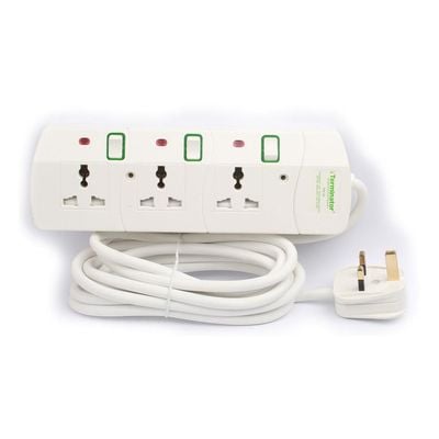 Terminator 3 Way Universal Power Extension Socket 13A 3M