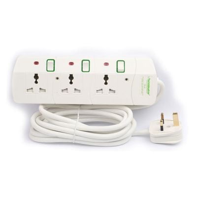 Terminator 3 Way Universal Power Extension Socket With 13A 5M