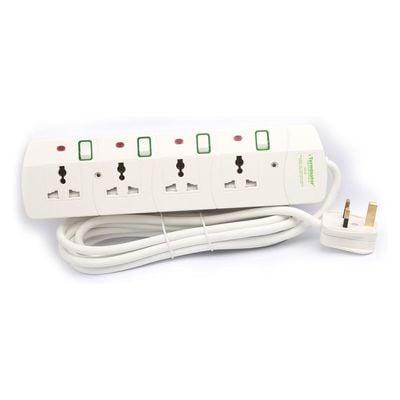 Terminator 4 Way Universal Power Extension Socket 13A 3M