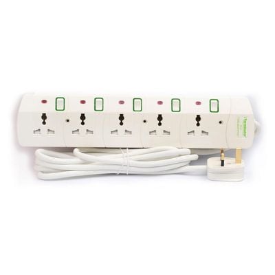 Terminator 5 Way Universal Power Extension Socket 13A 3M