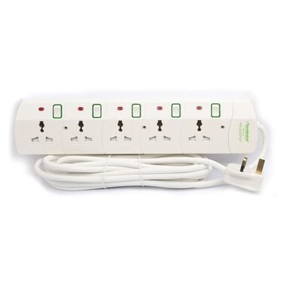 Terminator 5 Way Universal Power Extension Socket with 13A Plug and 5M