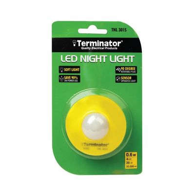 Terminator Terminator LED Night Light Sensor Operated 13A 110-220V Soft Light for Bedroom,Kitchen, Hallway, Stairs TNL301S (Yellow)