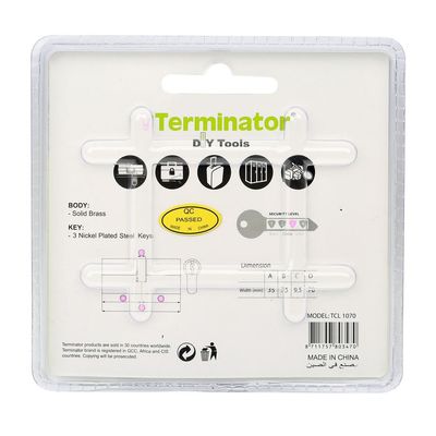 Terminator Cylinder Door Lock with 3keys (35X35X35SB)