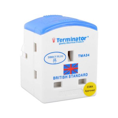 Terminator 3 Way UK Socket Multi Adaptor With Indicator 13A Fuse