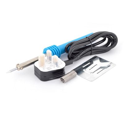 Terminator Soldering Iron 30W with 13A plug, 8 Gm Solder Wire, Metal Stand and long life Tip.