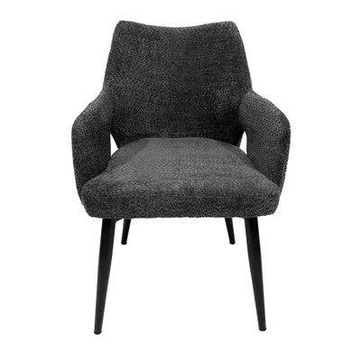 Maple Home Dining Chair Boucle Fabric High Backrest Curved Armrest Cozy Black Metal Legs Lamb Wool Living Kitchen Office Furniture