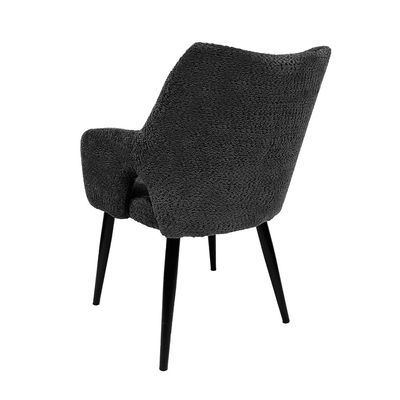 Maple Home Dining Chair Boucle Fabric High Backrest Curved Armrest Cozy Black Metal Legs Lamb Wool Living Kitchen Office Furniture