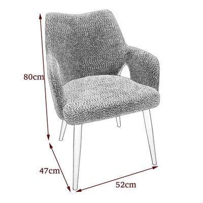 Maple Home Dining Chair Boucle Fabric High Backrest Curved Armrest Cozy Black Metal Legs Lamb Wool Living Kitchen Office Furniture