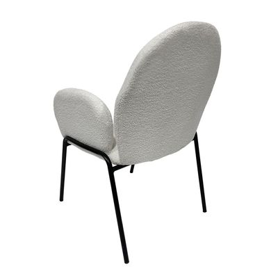 Maple Home Dining Chair Boucle Fabric Rounded Backrest Curved Armrest Cozy Black Metal Legs Lamb Wool Living Kitchen Office Furniture