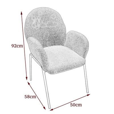 Maple Home Dining Chair Boucle Fabric Rounded Backrest Curved Armrest Cozy Black Metal Legs Lamb Wool Living Kitchen Office Furniture