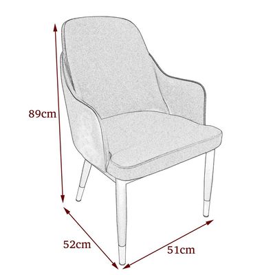 Maple Home Dining Chair Leather Curved Semi-Circular Backrest Armrest Sturdy Metal Legs Luxury Living Restaurant Event Lounge Furniture