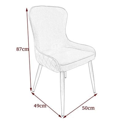 Maple Home Dining Chair Velvet Armless Curved High Backrest Metal Legs Weaved Living Room Kitchen Restaurant Saloon Furniture